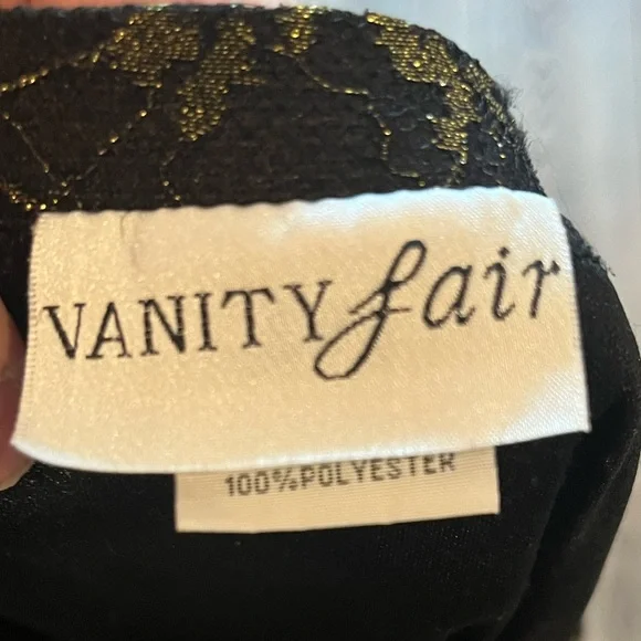 Vintage Vanity Fair Black and Gold Metallic Lace Midi Skirt size 18 - Picture 5 of 6